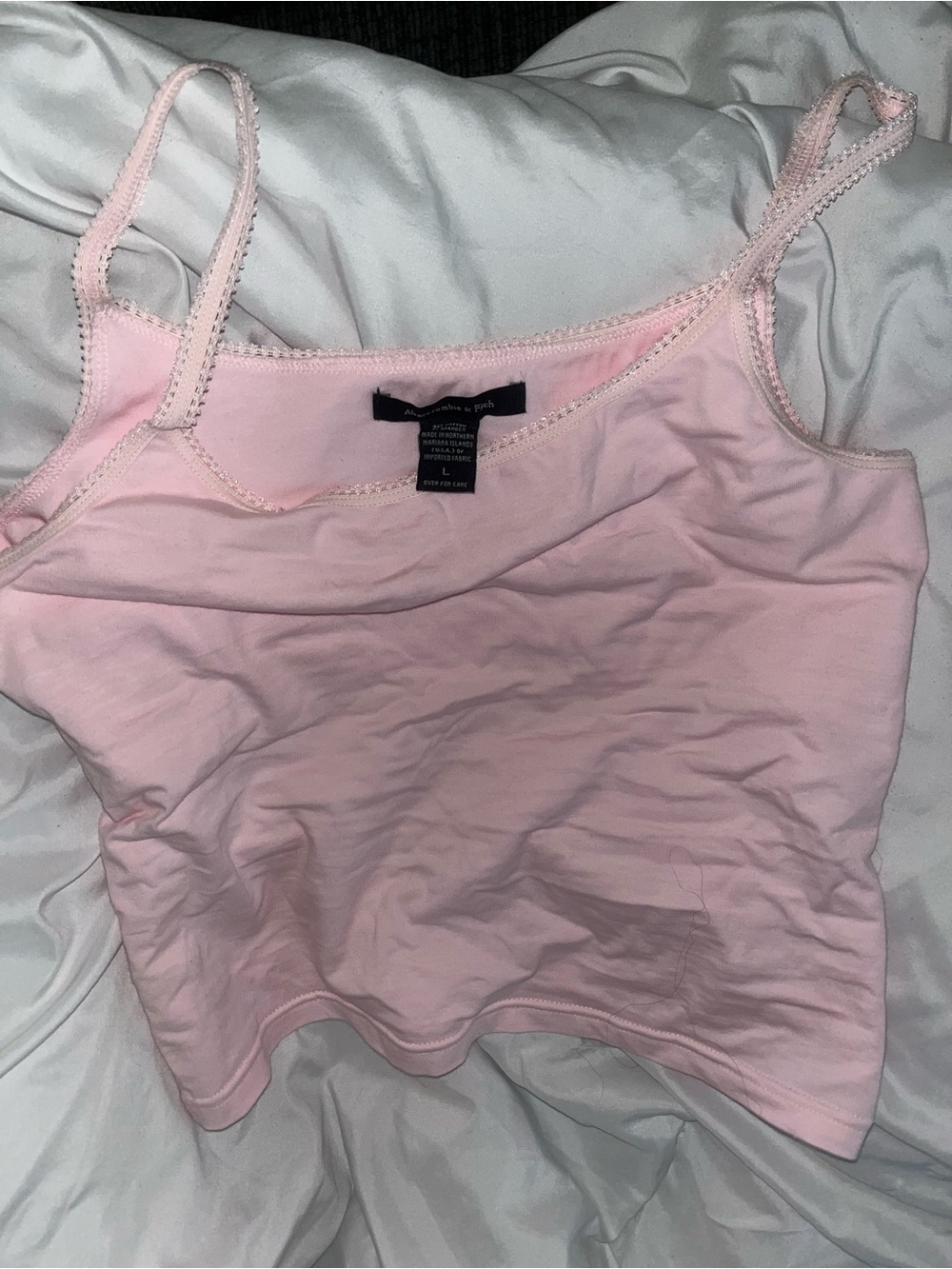 NWOT Abercrombie and Fitch Pink Lace Trim Cami Size Large